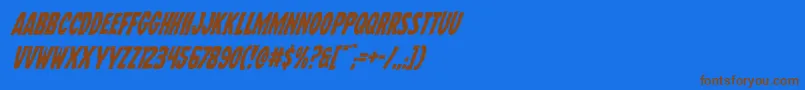 フォントWolfbrotherssuperital – 茶色の文字が青い背景にあります。