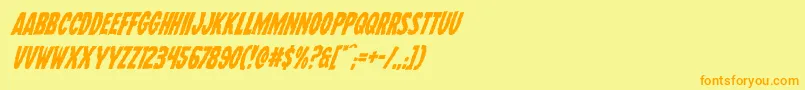 フォントWolfbrotherssuperital – オレンジの文字が黄色の背景にあります。