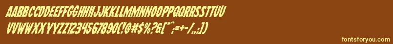 Wolfbrotherssuperital-fontti – keltaiset fontit ruskealla taustalla
