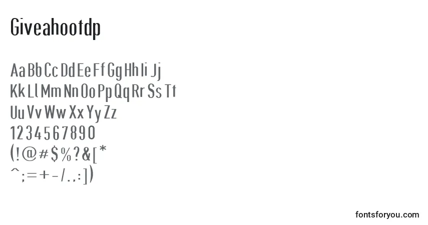 Schriftart Giveahootdp – Alphabet, Zahlen, spezielle Symbole