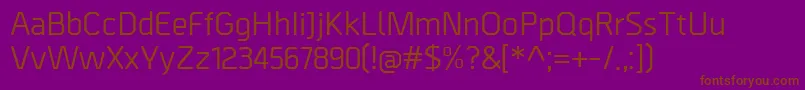 BordaMedium-Schriftart – Braune Schriften auf violettem Hintergrund