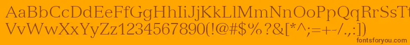 VersaillesLt45Light-Schriftart – Braune Schriften auf orangefarbenem Hintergrund