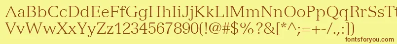 VersaillesLt45Light Font – Brown Fonts on Yellow Background