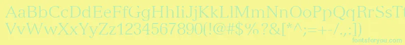 フォントVersaillesLt45Light – 黄色い背景に緑の文字