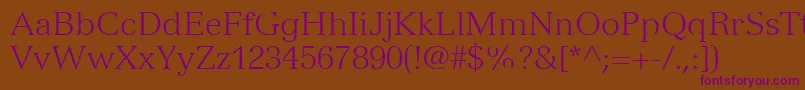 VersaillesLt45Light Font – Purple Fonts on Brown Background