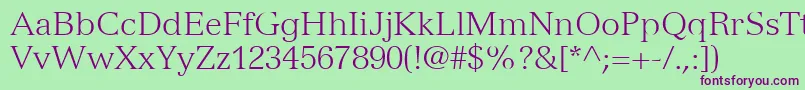 VersaillesLt45Light Font – Purple Fonts on Green Background