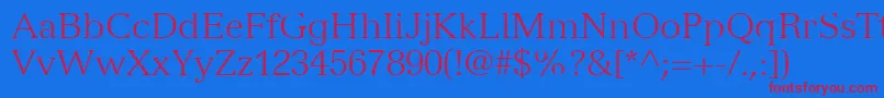 VersaillesLt45Light Font – Red Fonts on Blue Background