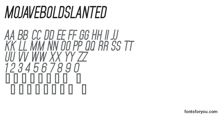 Шрифт MojaveBoldSlanted – алфавит, цифры, специальные символы