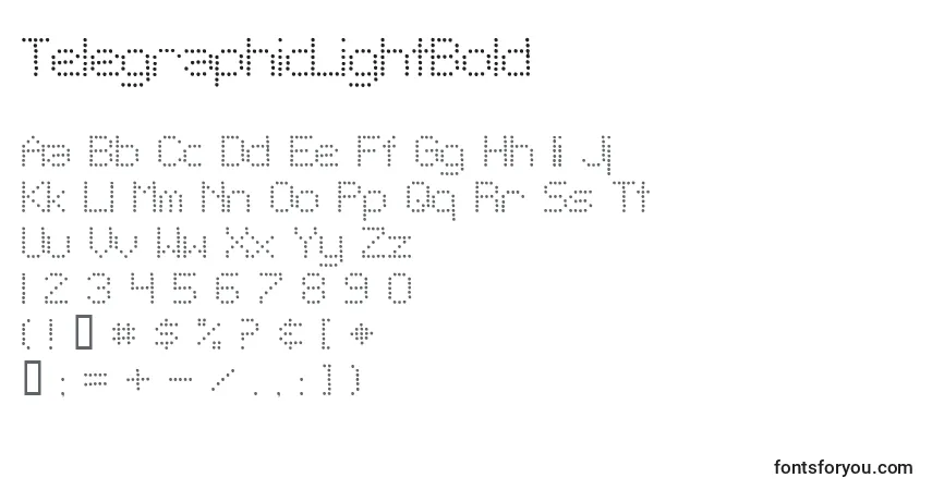 Czcionka TelegraphicLightBold – alfabet, cyfry, specjalne znaki