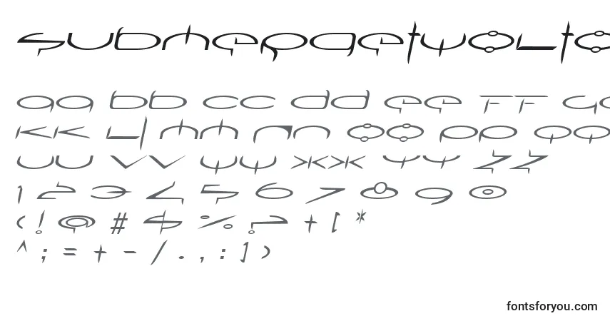 Fuente SubmergetwoLtOblique - alfabeto, números, caracteres especiales