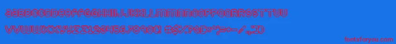 PuffyDreamland-Schriftart – Rote Schriften auf blauem Hintergrund