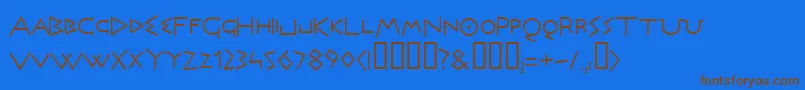 フォントOlympus – 茶色の文字が青い背景にあります。