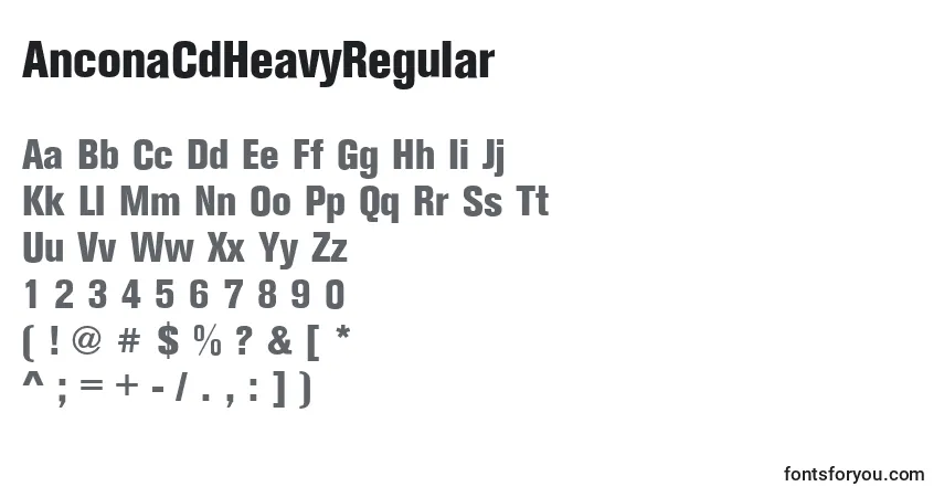 Schriftart AnconaCdHeavyRegular – Alphabet, Zahlen, spezielle Symbole