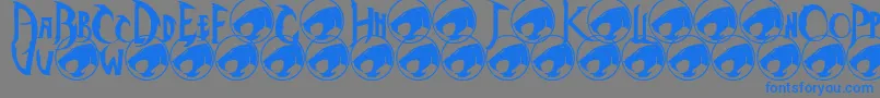 Thundercats-Schriftart – Blaue Schriften auf grauem Hintergrund