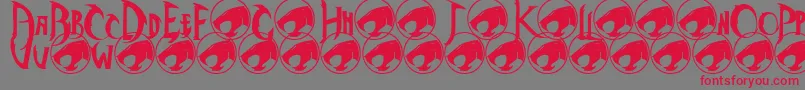 Thundercats-Schriftart – Rote Schriften auf grauem Hintergrund