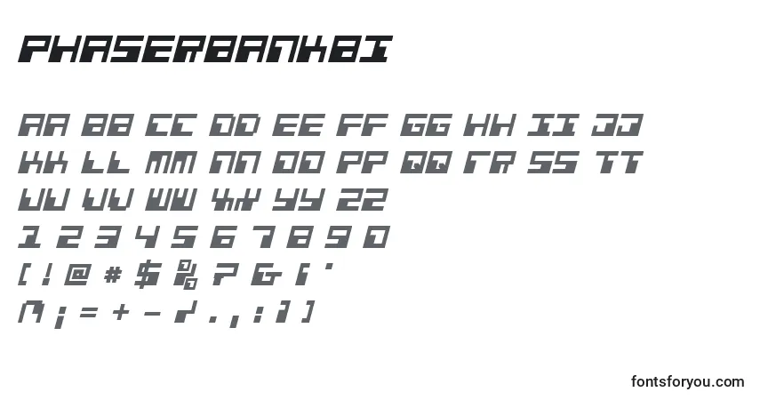 Schriftart Phaserbankbi – Alphabet, Zahlen, spezielle Symbole