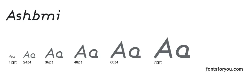 Размеры шрифта Ashbmi