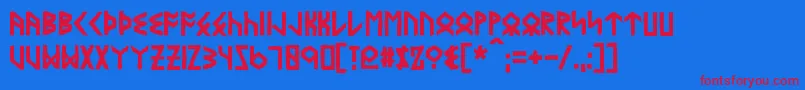 EyvindrBold Font – Red Fonts on Blue Background