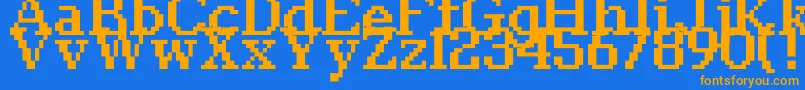 Classic1065-Schriftart – Orangefarbene Schriften auf blauem Hintergrund