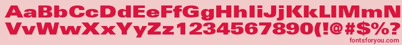NovaUltraExpandedSsiExtraBlackExpanded-fontti – punaiset fontit vaaleanpunaisella taustalla