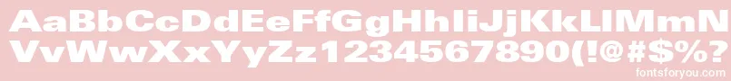 NovaUltraExpandedSsiExtraBlackExpanded-fontti – valkoiset fontit vaaleanpunaisella taustalla