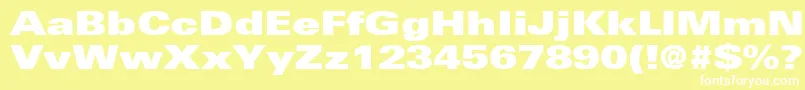 Fonte NovaUltraExpandedSsiExtraBlackExpanded – fontes brancas em um fundo amarelo
