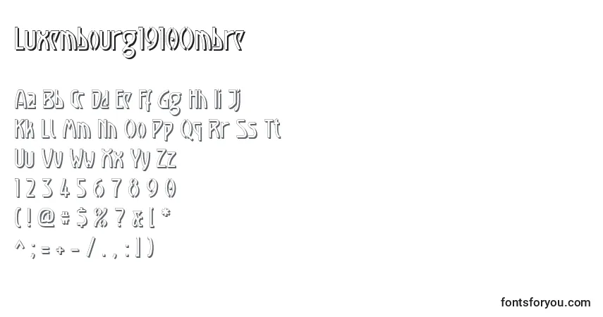 Fuente Luxembourg1910Ombre - alfabeto, números, caracteres especiales