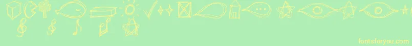 フォントGoAroundTheBooksSymbols – 黄色の文字が緑の背景にあります