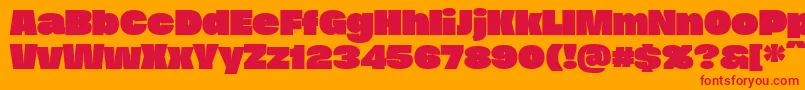 DueraExpablacPersonal-Schriftart – Rote Schriften auf orangefarbenem Hintergrund