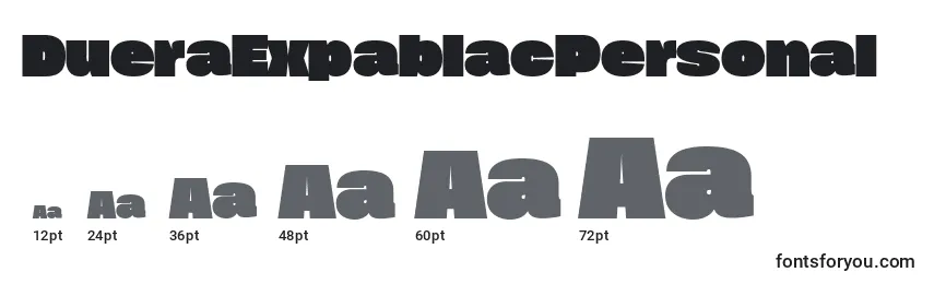 DueraExpablacPersonal Font Sizes