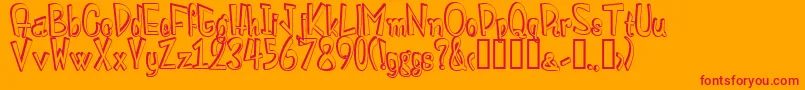 MonstroulaShadowTtDarkShadow1.0-Schriftart – Rote Schriften auf orangefarbenem Hintergrund