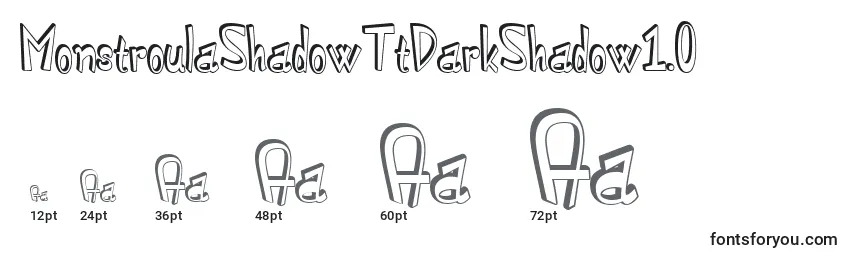 MonstroulaShadowTtDarkShadow1.0 Font Sizes