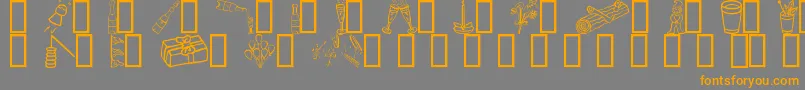 フォントFete – オレンジの文字は灰色の背景にあります。