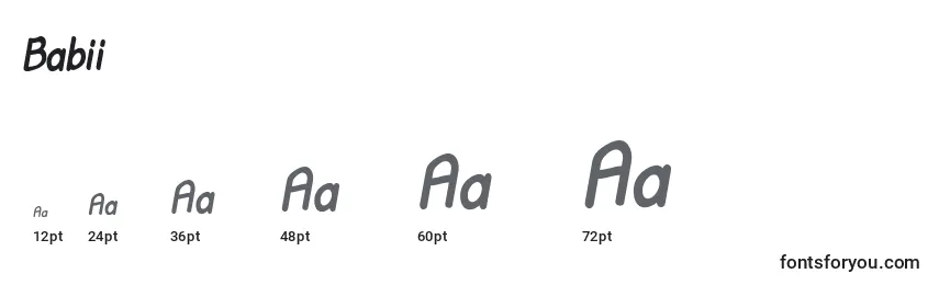 Размеры шрифта Babii