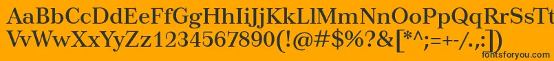 Tusartext-Schriftart – Schwarze Schriften auf orangefarbenem Hintergrund