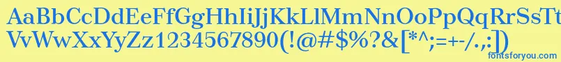 Tusartext-fontti – siniset fontit keltaisella taustalla