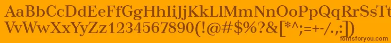 Tusartext-Schriftart – Braune Schriften auf orangefarbenem Hintergrund