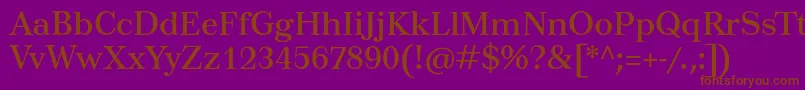 Tusartext-Schriftart – Braune Schriften auf violettem Hintergrund