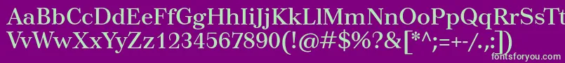 Tusartext-fontti – vihreät fontit violetilla taustalla