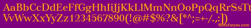 Tusartext-Schriftart – Orangefarbene Schriften auf violettem Hintergrund