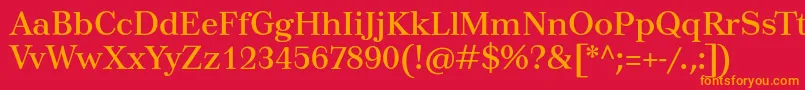 フォントTusartext – 赤い背景にオレンジの文字