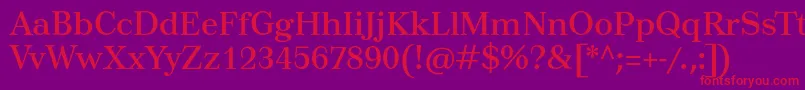 Tusartext-Schriftart – Rote Schriften auf violettem Hintergrund