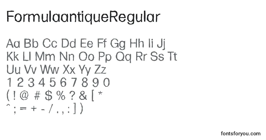 Schriftart FormulaantiqueRegular – Alphabet, Zahlen, spezielle Symbole