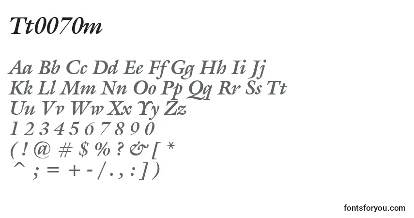 A fonte Tt0070m – alfabeto, números, caracteres especiais