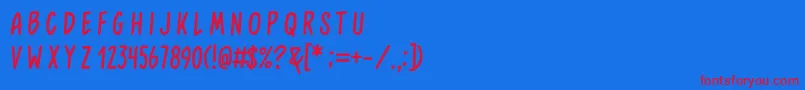 フォントSweetmelodyBoldDemo – 赤い文字の青い背景