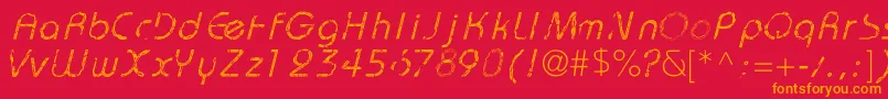 GarBold-fontti – oranssit fontit punaisella taustalla
