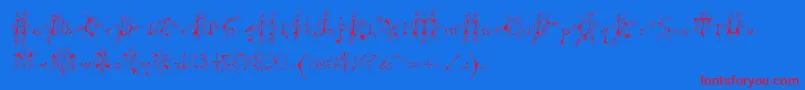 フォントMpswitchy – 赤い文字の青い背景