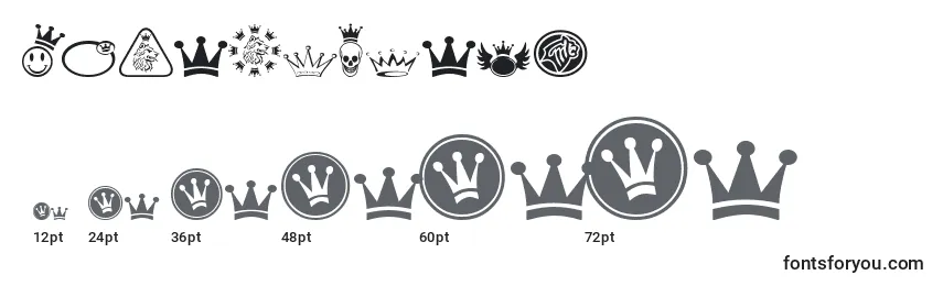 Größen der Schriftart Monarchbats