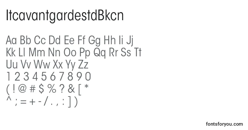 A fonte ItcavantgardestdBkcn – alfabeto, números, caracteres especiais