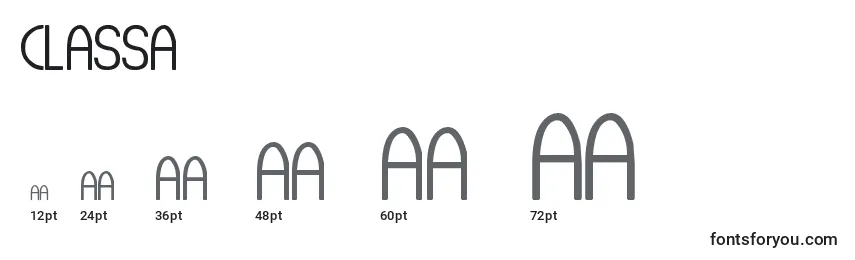 Größen der Schriftart ClassA